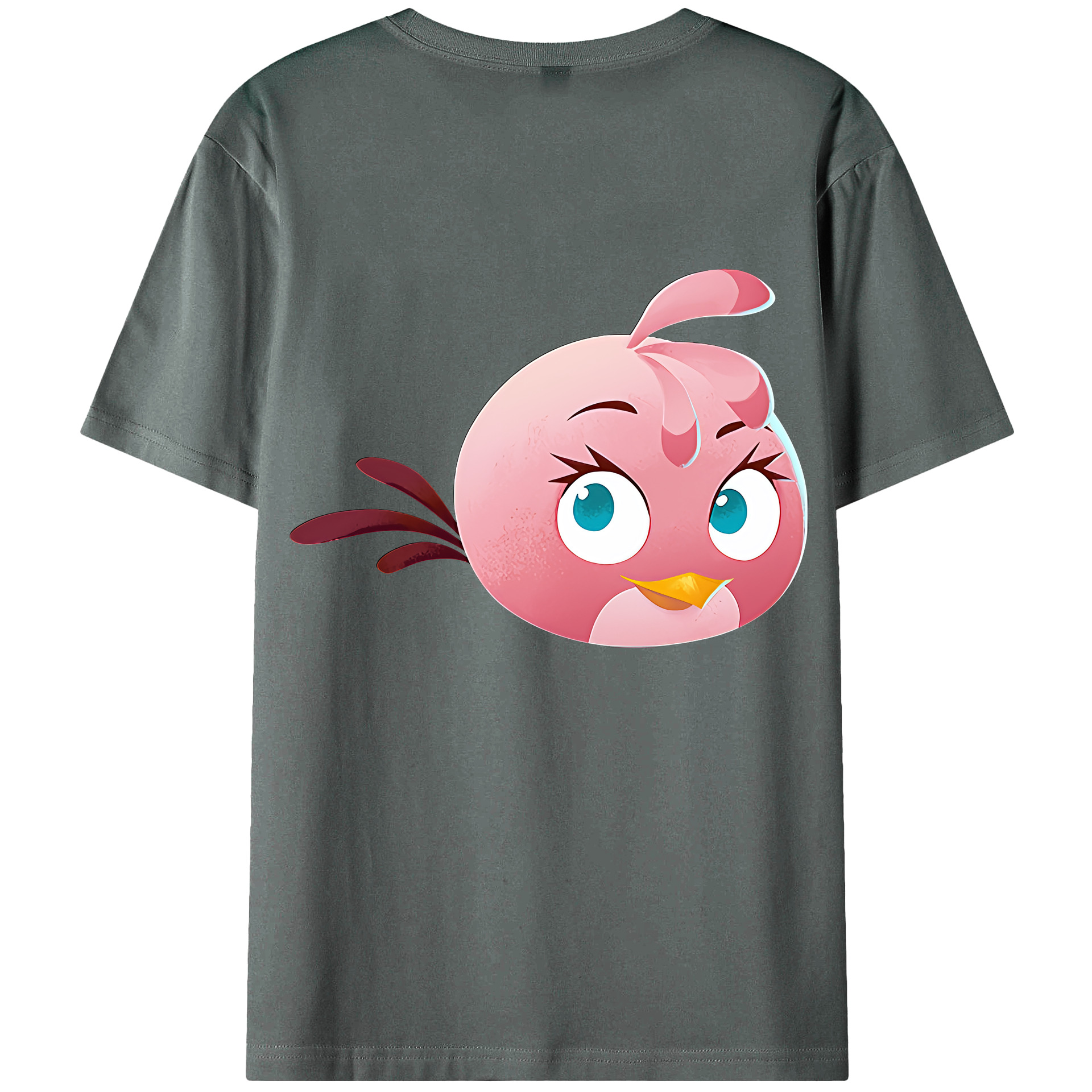 （画像用） Angry Birds アングリーバード 綿100％ メンズ半袖Tシャツ（バックプリント） 通気性